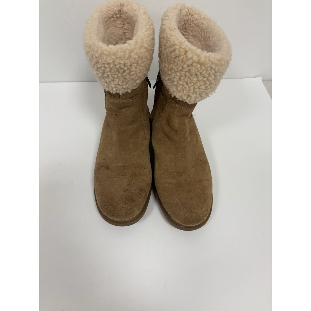 UGG Harrison Brown Leather Cuff Boots Sz 7  Shearling Lined Western
